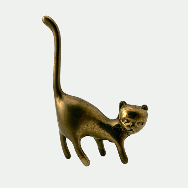 Chat porte-bagues en laiton